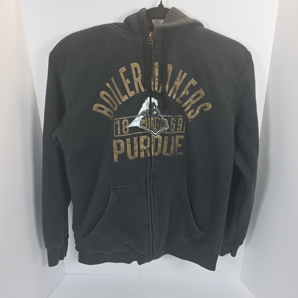 Purdue Boilermakers Full Zip Up Fleece Jacket Black Men's Pro Edge Size Medium